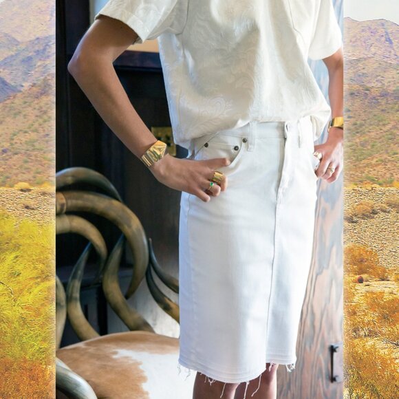 J. Crew Raw-Edge Stretch Indigo Denim Pencil Skirt (size 26/S) - Picture 13 of 14